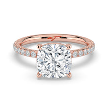 The Astra Ring - Cushion Solitaire with Pavé Band