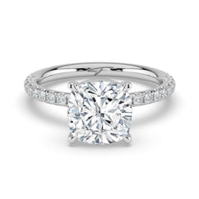 The Astra Ring - Cushion Solitaire with Pavé Band
