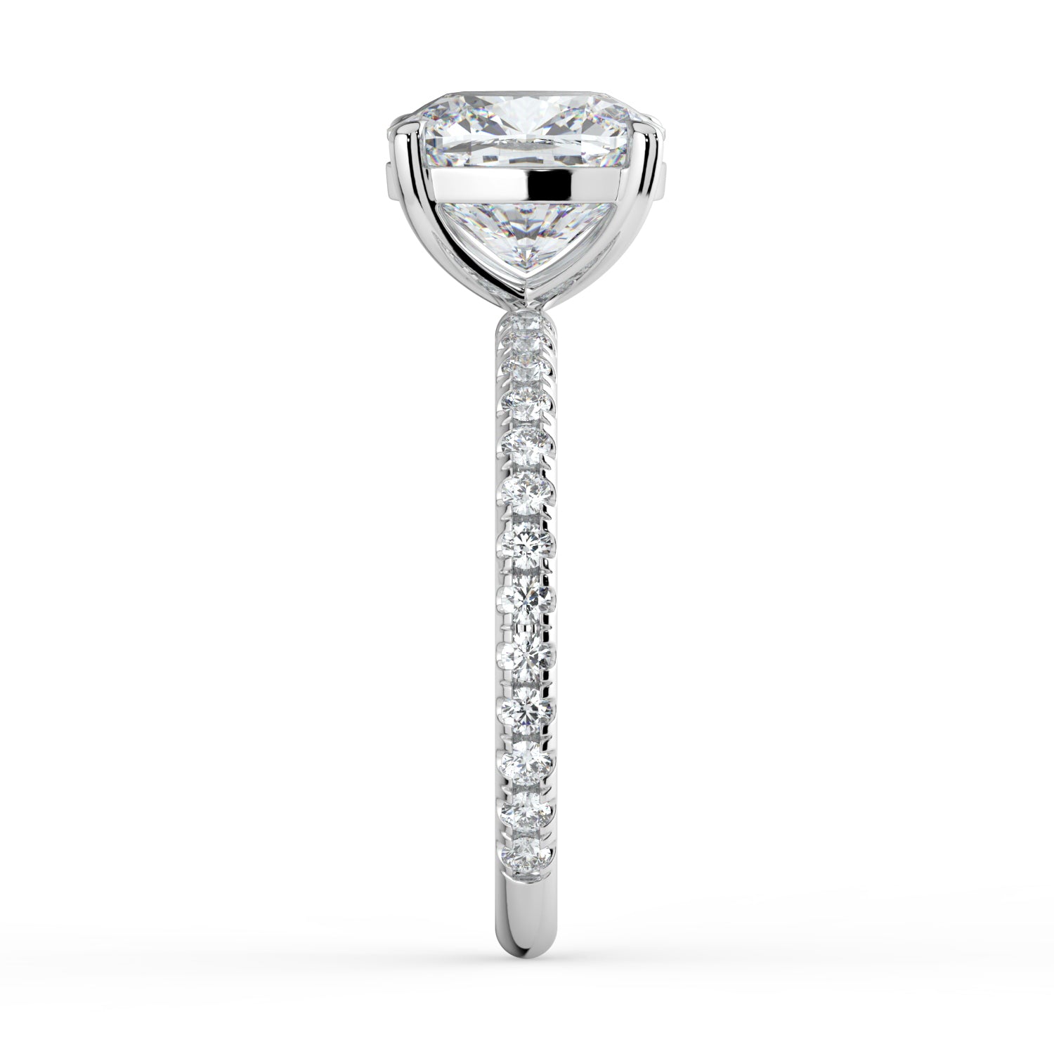 The Astra Ring - Cushion Solitaire with Pavé Band