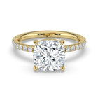 The Astra Ring - Cushion Solitaire with Pavé Band