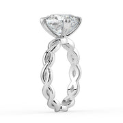 The Elysande Ring – Cushion Solitaire with Braided Band in 14K White Gold and Yellow Gold – The Jewel Concierge