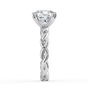 The Elysande Ring – Cushion Solitaire with Braided Band in 18K White Gold – The Jewel Concierge
