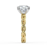 The Elysande Ring – Cushion Solitaire with Braided Band in Platinum – The Jewel Concierge