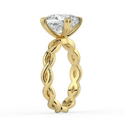 The Elysande Ring – Cushion Solitaire with Braided Band in 14K Rose Gold – The Jewel Concierge
