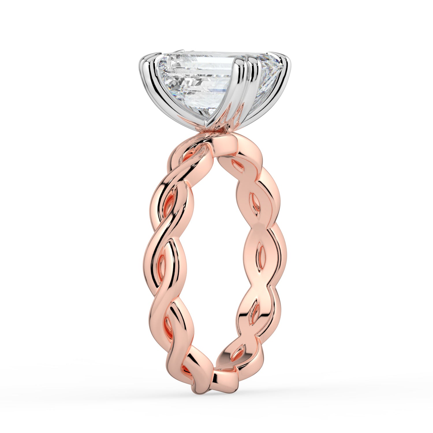 The Elysande Ring -  Emerald Solitaire with Braided Band