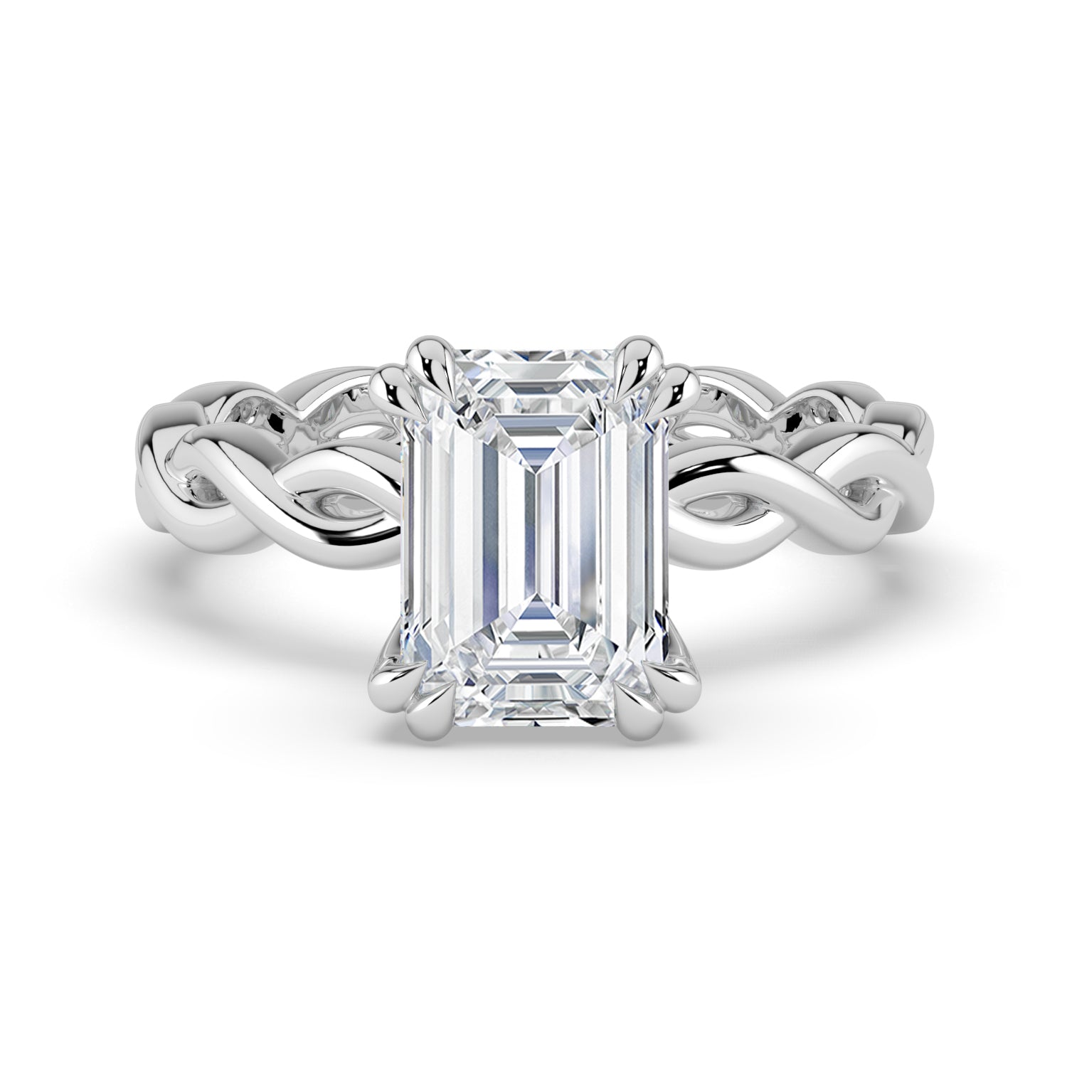 The Elysande Ring -  Emerald Solitaire with Braided Band