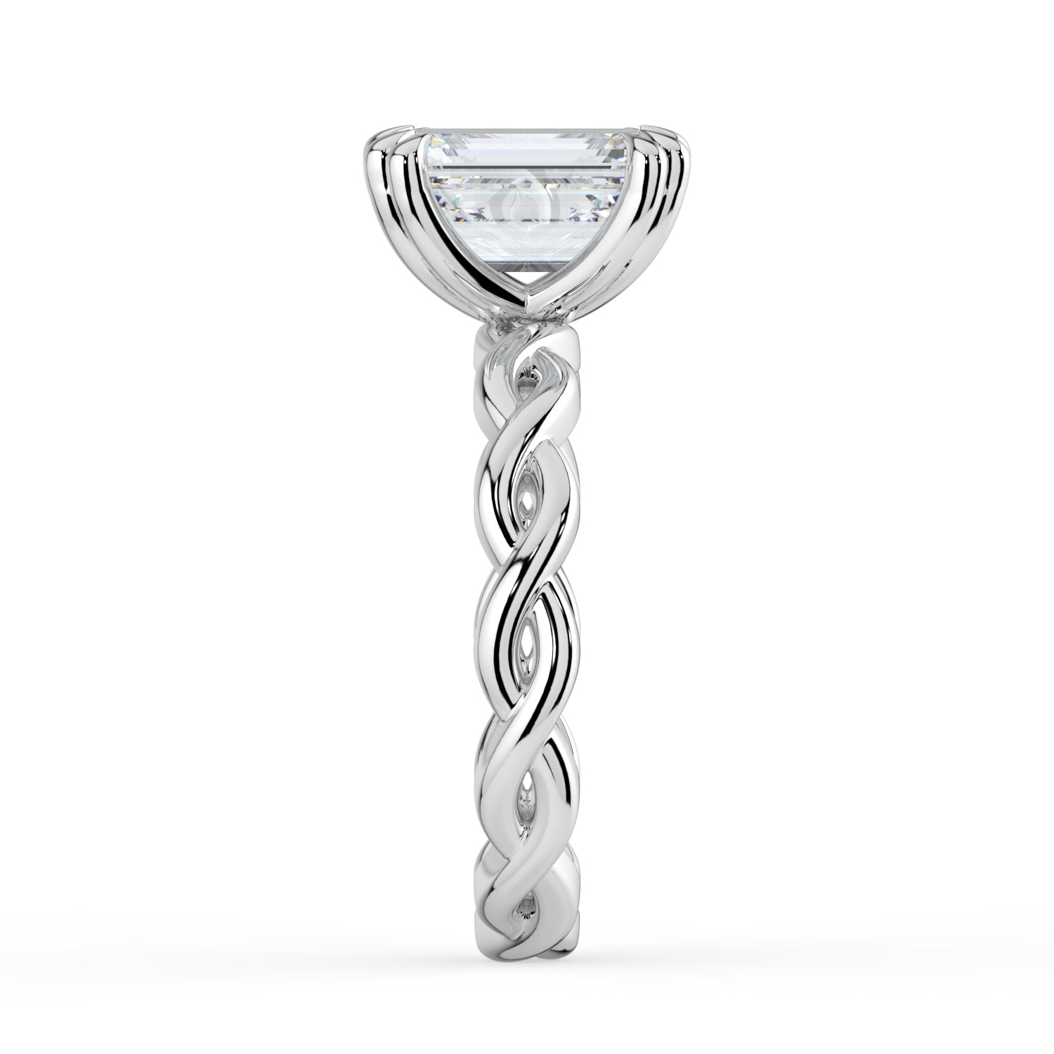 The Elysande Ring -  Emerald Solitaire with Braided Band