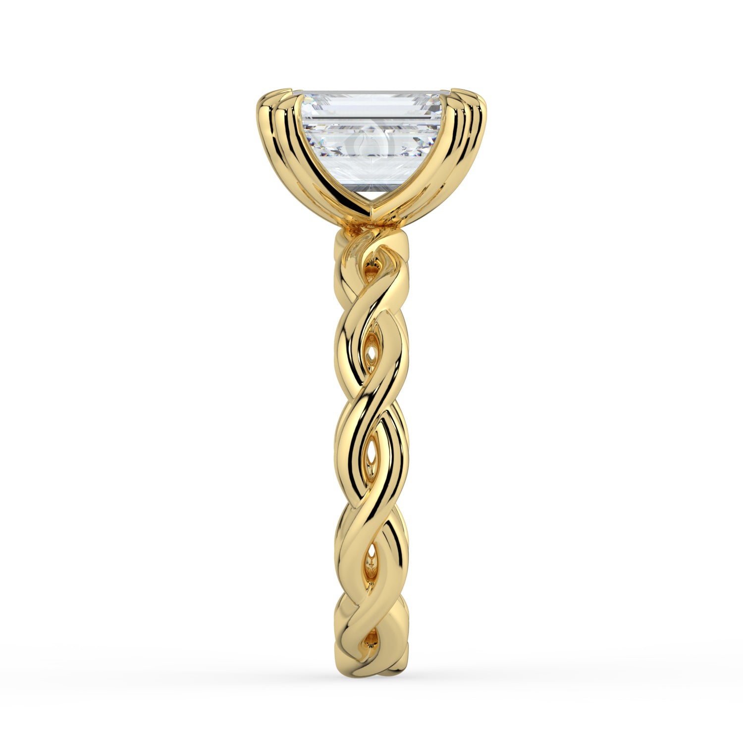 The Elysande Ring -  Emerald Solitaire with Braided Band