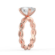 The Elysande Ring – Oval Solitaire with Braided Band in 14K White Gold and Rose Gold – The Jewel Concierge