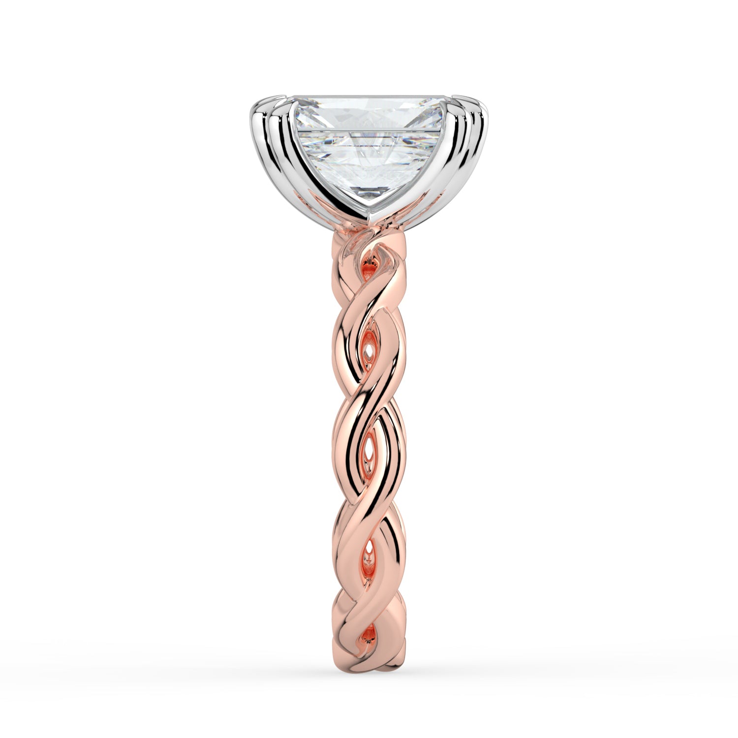 The Elysande Ring - Radiant Solitaire with Braided Band