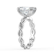 The Elysande Ring – Radiant Solitaire with Braided Band in 14K White Gold and Yellow Gold – The Jewel Concierge