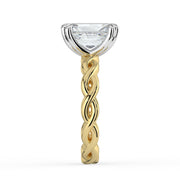 The Elysande Ring – Radiant Solitaire with Braided Band in Platinum – The Jewel Concierge