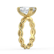The Elysande Ring – Radiant Solitaire with Braided Band in 14K Rose Gold – The Jewel Concierge