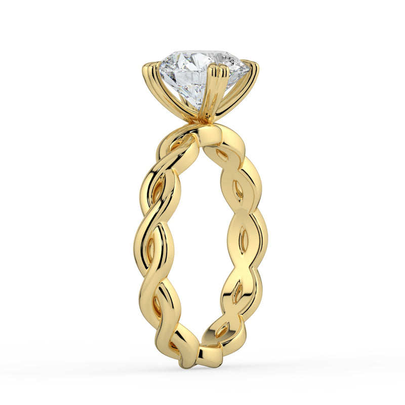 The Elysande Ring - Round Solitaire with Braided Band