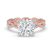 The Elysande Ring – Cushion Solitaire with Braided Pavé Band – The Jewel Concierge