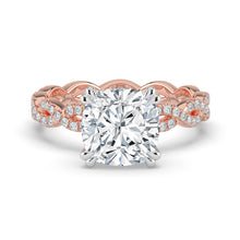 The Elysande Ring - Cushion Solitaire with Braided Pavé Band