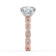 The Elysande Ring – Cushion Solitaire with Braided Pavé Band – The Jewel Concierge