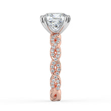 The Elysande Ring - Cushion Solitaire with Braided Pavé Band