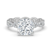 The Elysande Ring – Cushion Solitaire with Braided Pavé Band – The Jewel Concierge