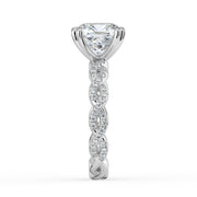 The Elysande Ring – Cushion Solitaire with Braided Pavé Band in 18K White Gold – The Jewel Concierge