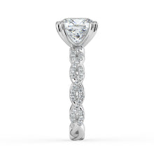 The Elysande Ring - Cushion Solitaire with Braided Pavé Band