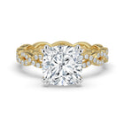 The Elysande Ring - Cushion Solitaire with Braided Pavé Band