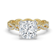 The Elysande Ring – Cushion Solitaire with Braided Pavé Band – The Jewel Concierge
