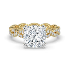 The Elysande Ring - Cushion Solitaire with Braided Pavé Band