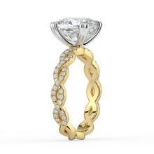 The Elysande Ring - Cushion Solitaire with Braided Pavé Band