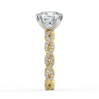 The Elysande Ring - Cushion Solitaire with Braided Pavé Band