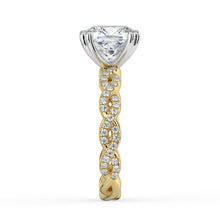 The Elysande Ring - Cushion Solitaire with Braided Pavé Band