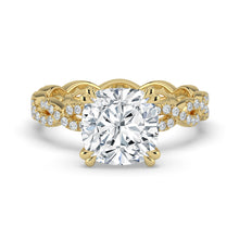 The Elysande Ring - Cushion Solitaire with Braided Pavé Band
