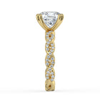 The Elysande Ring - Cushion Solitaire with Braided Pavé Band