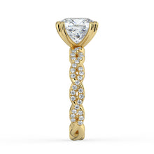 The Elysande Ring - Cushion Solitaire with Braided Pavé Band
