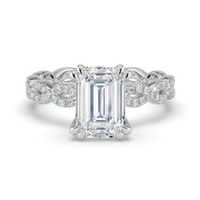 The Elysande Ring - Emerald Solitaire with Braided Pavé Band