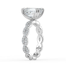 The Elysande Ring - Emerald Solitaire with Braided Pavé Band