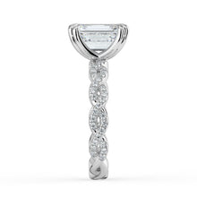 The Elysande Ring - Emerald Solitaire with Braided Pavé Band