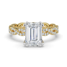 The Elysande Ring - Emerald Solitaire with Braided Pavé Band