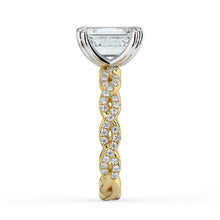 The Elysande Ring - Emerald Solitaire with Braided Pavé Band