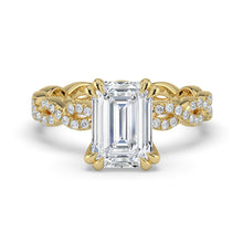 The Elysande Ring - Emerald Solitaire with Braided Pavé Band