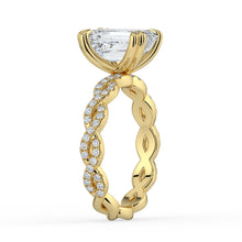 The Elysande Ring - Emerald Solitaire with Braided Pavé Band