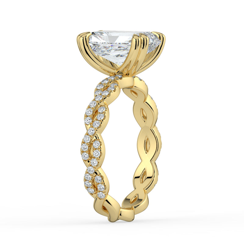 The Elysande Ring - Radiant Solitaire with Braided Pavé Band