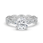 The Elysande Ring - Round Solitaire with Braided Pavé Band