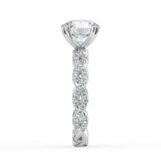 The Elysande Ring – Round Solitaire with Braided Pavé Band in 18K White Gold – The Jewel Concierge
