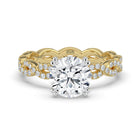 The Elysande Ring - Round Solitaire with Braided Pavé Band