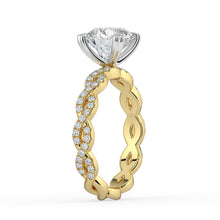 The Elysande Ring - Round Solitaire with Braided Pavé Band