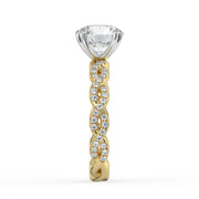 The Elysande Ring – Round Solitaire with Braided Pavé Band in Platinum – The Jewel Concierge