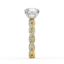 The Elysande Ring - Round Solitaire with Braided Pavé Band