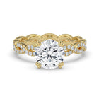 The Elysande Ring - Round Solitaire with Braided Pavé Band