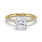 The Phoenix Ring - 2.00 ct. 4 Claw Round Solitaire with Hidden Halo & Pavé Band